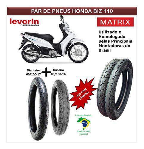 Kit Pneu Honda Biz 110 Todas Dianteiro e Traseiro Matrix - Levorin