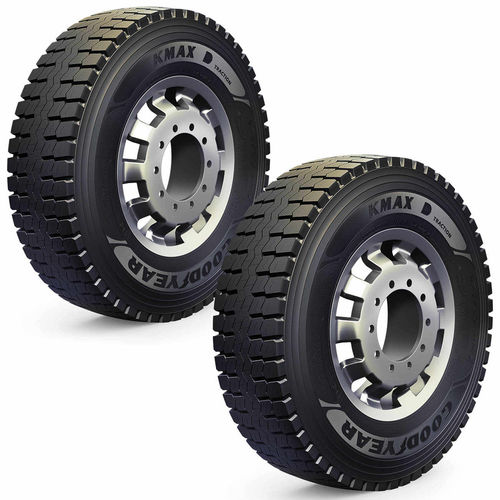 Kit 2 Pneus Goodyear Aro 22,5 275/80r22,5 Kmax D 149/146l H para Caminhão Ônibus