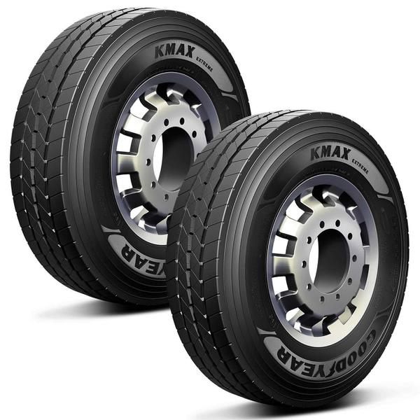 Kit 2 Pneus Goodyear Aro 22.5 295/80R22.5 152/148K KMax Extreme para Caminhão e Ônibus