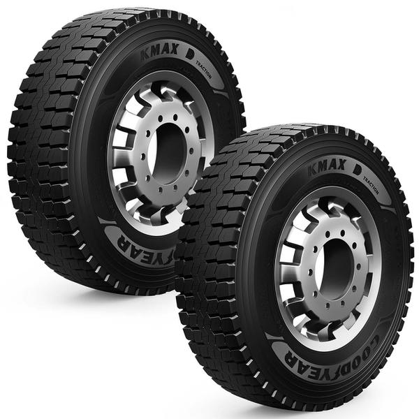 Kit 2 Pneus Goodyear Aro 22.5 295/80R22.5 152/148L KMax D Traction para Caminhão e Ônibus