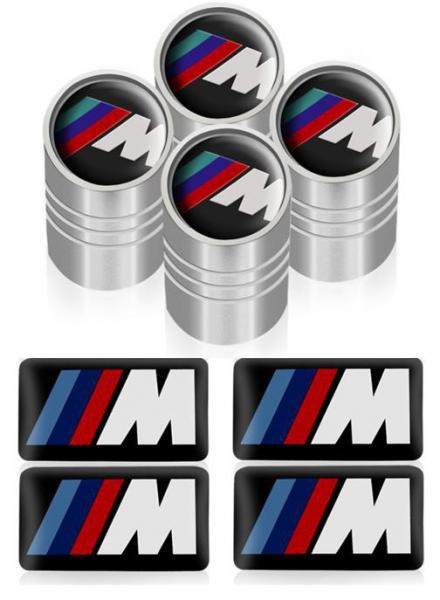 Kit Tampa Válvula Bico Pneu + Emblema BMW Motorsport 8 Pçs - Distribuído Frc Magazine