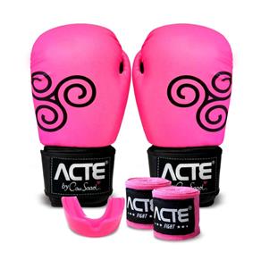 Kit Treino Boxe Cau Saad Acte Sports - 10oz - Rosa