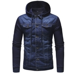 Homens Moda Tops Algodão Casual Jacket casaco de capuz de malha Denim