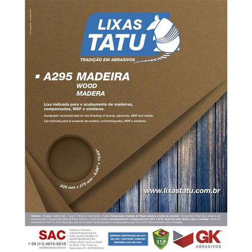 Lixa Madeira Tatu 60 (50 Unidades)
