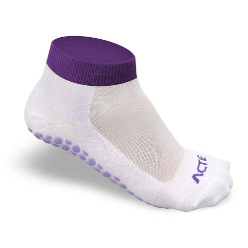 Meia para Pilates Branco/ Roxo 34 -38