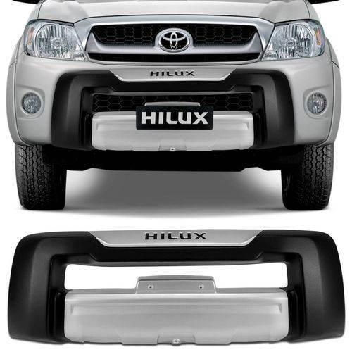 Overbumper Hilux SR SRV 2009 2010 2011 Preto com Prata Front Bumper Serve Adaptação Hilux 2005 a 08