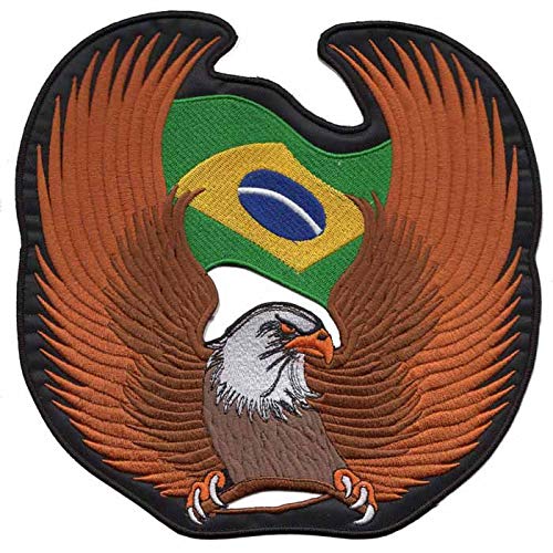 Patch Bordado - Grande Aguia Marrom Bandeira Brasil DV80062-G3 Fecho de Contato