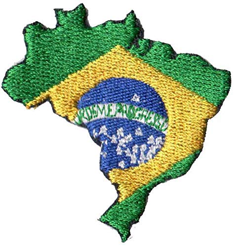 Patch Bordado - Mapa Bandeira Brasil BD50087-104 Fecho de Contato