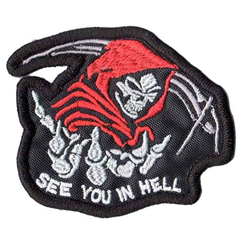 Patch Bordado - Morte Ceifador te Vejo no Inferno DV80467-15 Fecho de Contato