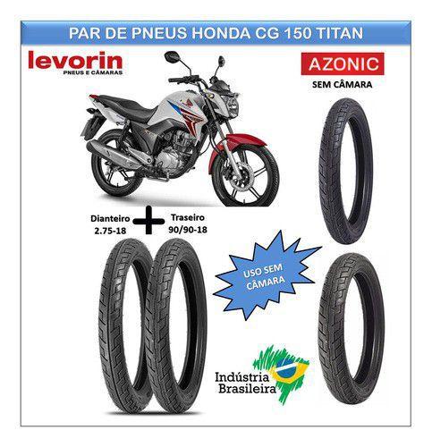 Pneu Dianteiro Honda Cg 150 Titan + Pneu Traseiro Azonic Tl - Levorin