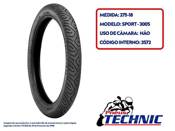 Pneu Dianteiro Yamaha Ybr 125/ Factor 125 275-18 Sport Technic 42p Tl(sem Câmara)