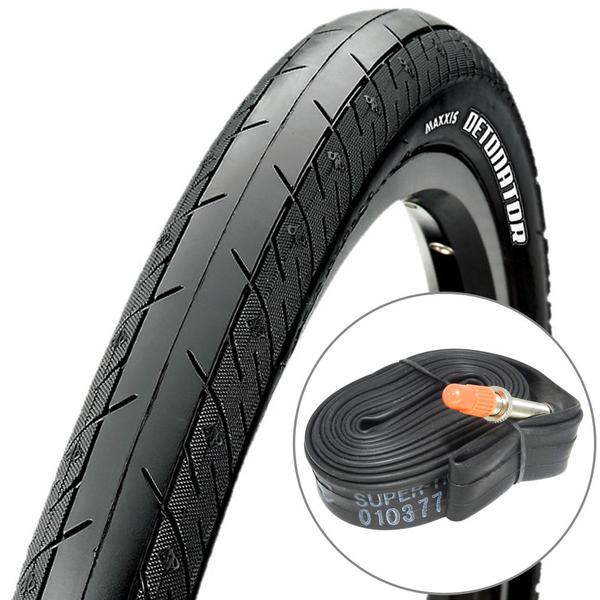 Pneu Maxxis Detonator 700x23C Dobrável Kevlar Preto e Câmara