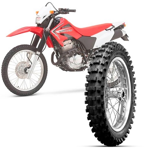 Pneu Moto Honda Xr 250 Pirelli Aro 18 120/100-18 68M Traseiro Scorpion Xc Mid Soft