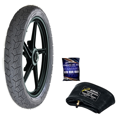 Pneu Roadwell + Camara Vulcan Tm06 90/90r18 57n Cg Tita Ybr