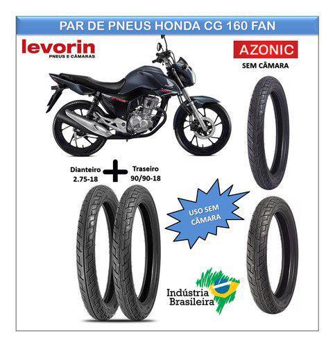 Pneus Honda Cg 160 Fan Par Dianteiro e Traseiro Azonic Tl - Levorin