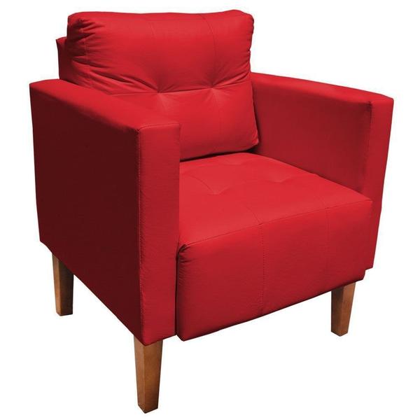 Poltrona Decorativa Lívia para Sala e Recepção Corino Vermelho - DRossi