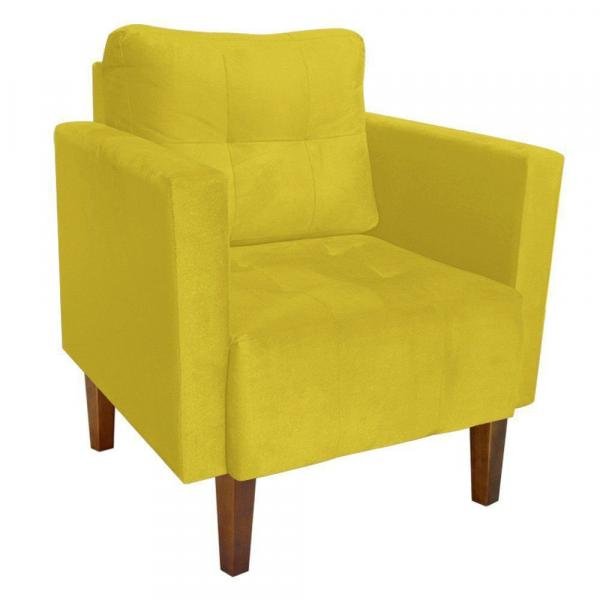 Poltrona Decorativa Lívia para Sala e Recepção Suede Amarelo - D'Rossi