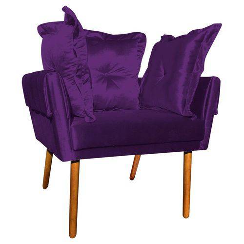 Poltrona Decorativa Londres Suede Acetinado Roxo - D'Rossi