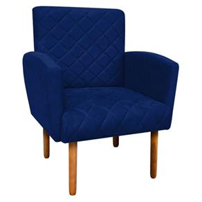 Poltrona Decorativa Veronês para Sala e Recepção Suede - D`Rossi - AZUL MARINHO