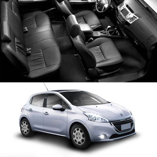 Protetor de Assoalho Peugeot 208 2014 a 2019 em Couro Ecológico Impermeável Preto