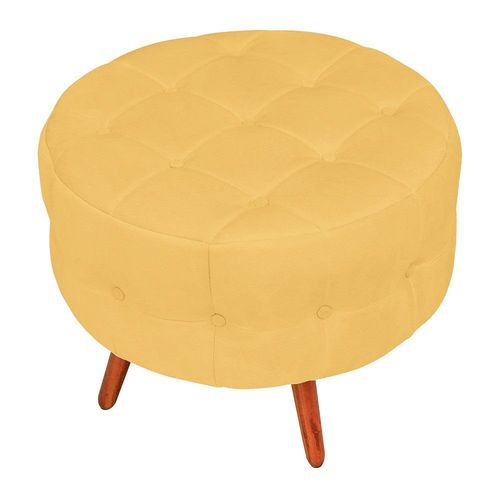 Puff Decorativo Botonê Yasmin Suede Amarelo Mostarda Pés Palito - D'Rossi