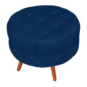 Puff Decorativo Botonê Yasmin Suede Pés Palito - D`Rossi - AZUL MARINHO