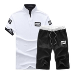 2pcs / set Men Verão Calças do terno do comprimento Médio + T-shirt Casual Sports