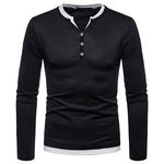 Homens Grande Tamanho quente de veludo cor sólida Henley shirt de manga comprida shirt Tops algodão macio