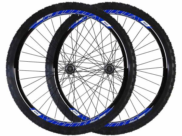 Roda 29 Vzan Vnine 36f Preto e Azul com Cubo K7 Shimano Pneu