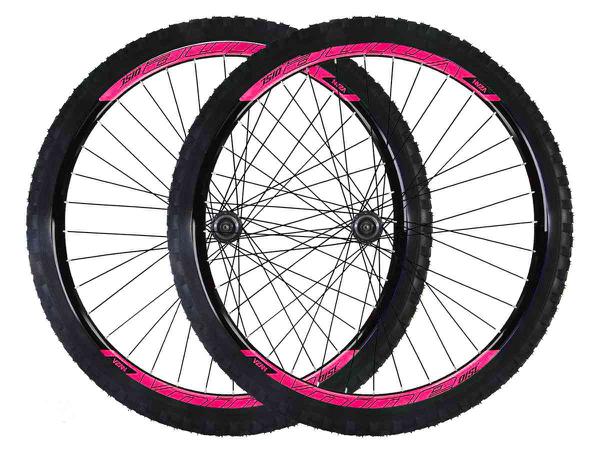 Roda 29 Vzan Vnine 36f Preto E Rosa Cubo K7 Shimano E Pneus