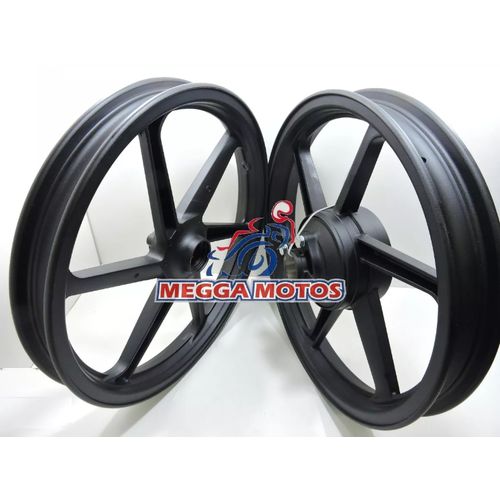 Roda Magna Preta 6 Palitos Honda Titan Fan 125 2009 Ate 2014 Esd Fente a Disco