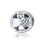 Rodada Clover Pendant simples do coração Forma elegante Shimmer Rhinestone Pingente (sem corrente) Bracelet