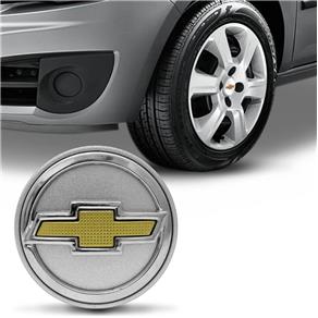 Sub Calota Centro Miolo de Roda Chevrolet 51mm Prata e Dourado