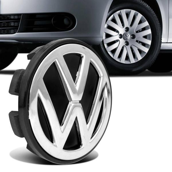 Sub Calota Centro Miolo de Roda Volkswagen 51mm Preto e Cromado - Emblemax