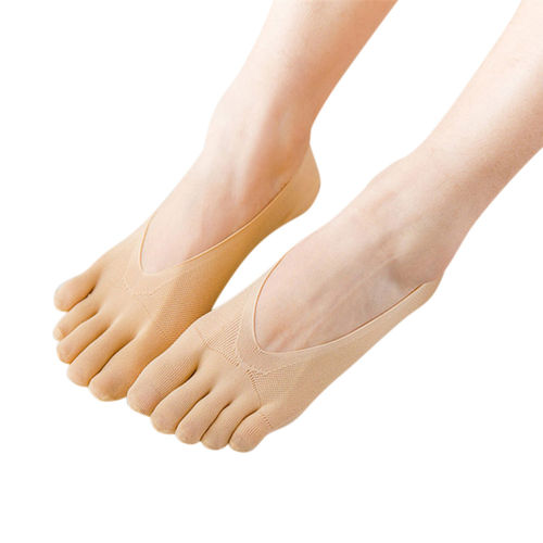 Verão fina seda Baixa da Mulher Cut antiderrapante Silicon deslizamento cinco dedos meias curtas do tornozelo
