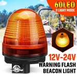 Ficha técnica e caractérísticas do produto 12-24V 60LED Roof Rotating Flash Amber Beacon Strobe Tractor Warning Light Lamp