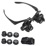 Ficha técnica e caractérísticas do produto 10X 15X 20X 25X de ampliação Set vidro com Headband & LED Magnifier Relojoeiro Jóias Lens Optical