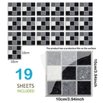 Ficha técnica e caractérísticas do produto 19pcs impermeável autoadesivo Black White Mosaic Tile Etiqueta para a cozinha Backsplash Bathroom Wall