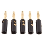 Ficha técnica e caractérísticas do produto 5Pcs 4mm Banhado A Ouro Fio Speaker Banana Plug Teste Conector De Áudio Preto