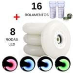 8 Rodas Traxart LED (76mm) C/ Espaçadores + 16 Rolamentos - LO9469-1