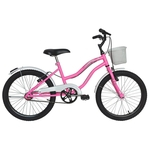 Ficha técnica e caractérísticas do produto Bicicleta aro 20 Feminina Beach Retro Vintage Rosa Chiclete