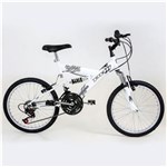 Ficha técnica e caractérísticas do produto Bicicleta Aro 20 Full Suspension V-brake 18v Kanguru Polimet - Branca