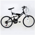 Bicicleta Aro 20 Full Suspension V-brake 18v Kanguru Polimet - Preta