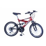 Ficha técnica e caractérísticas do produto Bicicleta Aro 20 M. Full Susp Max 220 18V Vermelho C/Preto Dalannio Bike
