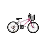 Ficha técnica e caractérísticas do produto Bicicleta Aro 20 Mtb 18 Marchas Charme Feminino com Cestão - Rosa