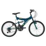 Ficha técnica e caractérísticas do produto Bicicleta Aro 20 Polimet Full Suspension Kanguru 18 Marchas Azul