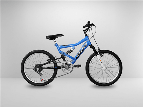 Ficha técnica e caractérísticas do produto Bicicleta Aro 20 Status Full Suspension 6V (Azul)