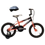 Ficha técnica e caractérísticas do produto Bicicleta Aro 16 Track & Bikes Traxx Boy C/ Capacete - Laranja/Preto