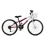 Ficha técnica e caractérísticas do produto Bicicleta Aro 24 Feminina Serena Plus 21 Marchas Violeta com Branco Master Bike