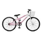 Ficha técnica e caractérísticas do produto Bicicleta Aro 24 Feminina Serena Rosa com Branco Master Bike Sem Marchas